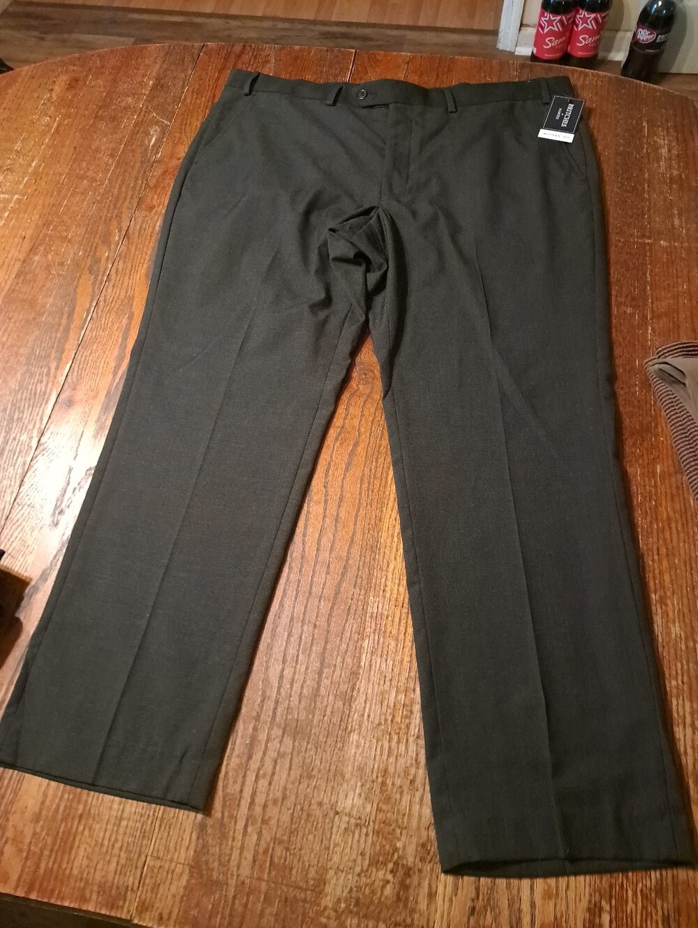 New 42x30 Britches by Samtex Charcoal Grey Black Mens Flat Front Dress Pants